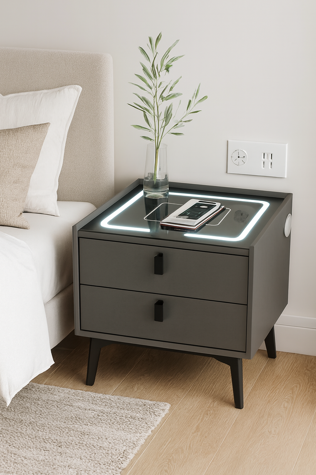 2 Drawer Smart Night Stand
